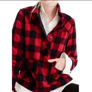 J.Crew Buffalo Plaid Half Button Popover